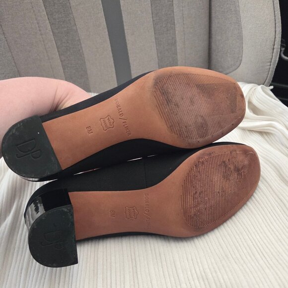 Donald Pliner Corin 8 Black Crepe Elastic Patent Leather Mirrored Block Heel - Picture 11 of 11